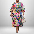BONNIE | Bloom Print Midi with Sculpted Waist and Flowing Grace