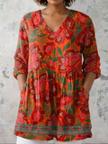 Juna | Long Blouse with V-Neck