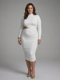 Ingrid | Midi Dress with Side Cut and Long Sleeves