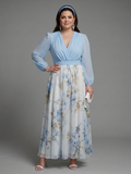 Nia | V Neck Sheer Bodice Floral Maxi Dress