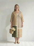 Maybelle | Light Mixed Stripe Midi Dress