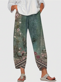 Olwen | Vintage Floral Capri Trouser With Elastic Waist