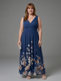 Wanda | Sleeveless V Neck Soft Floral Hem Midi Dress