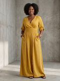 Maeve | Cross Front Wide Leg Jumpsuit