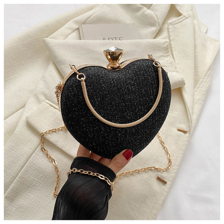 Heart-shaped evening clutch with chain