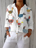 Halcyon – Playful Chicken Print Blouse
