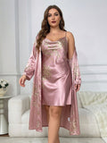 Vesper | 2-Piece Floral Satin Camisole & Robe Set