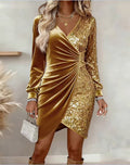 Woman in a sequin bodycon party dress