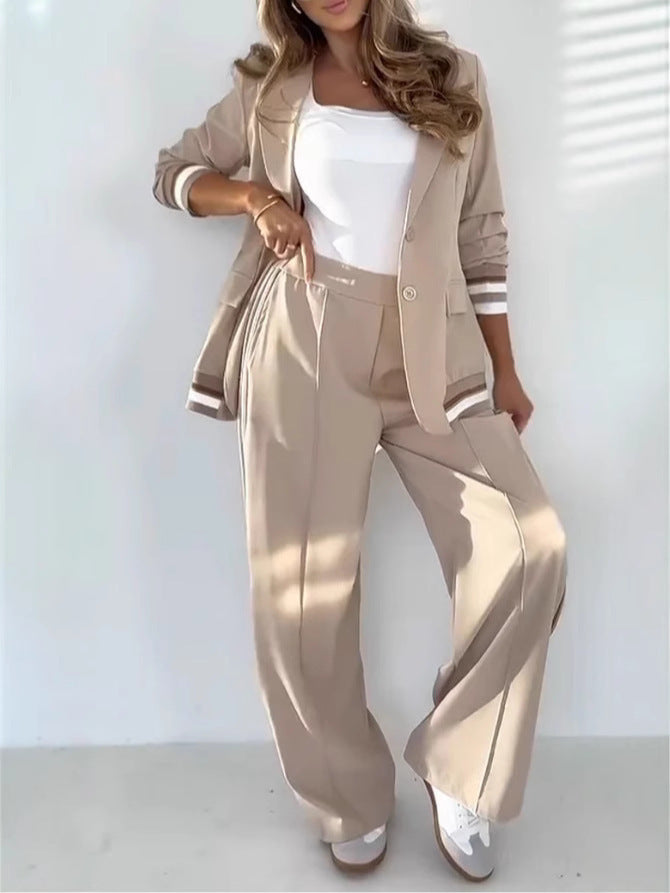Woman in a two-piece trouser suit