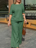 Saoirse - Women Round Neck Long Sleeve Trousers Set