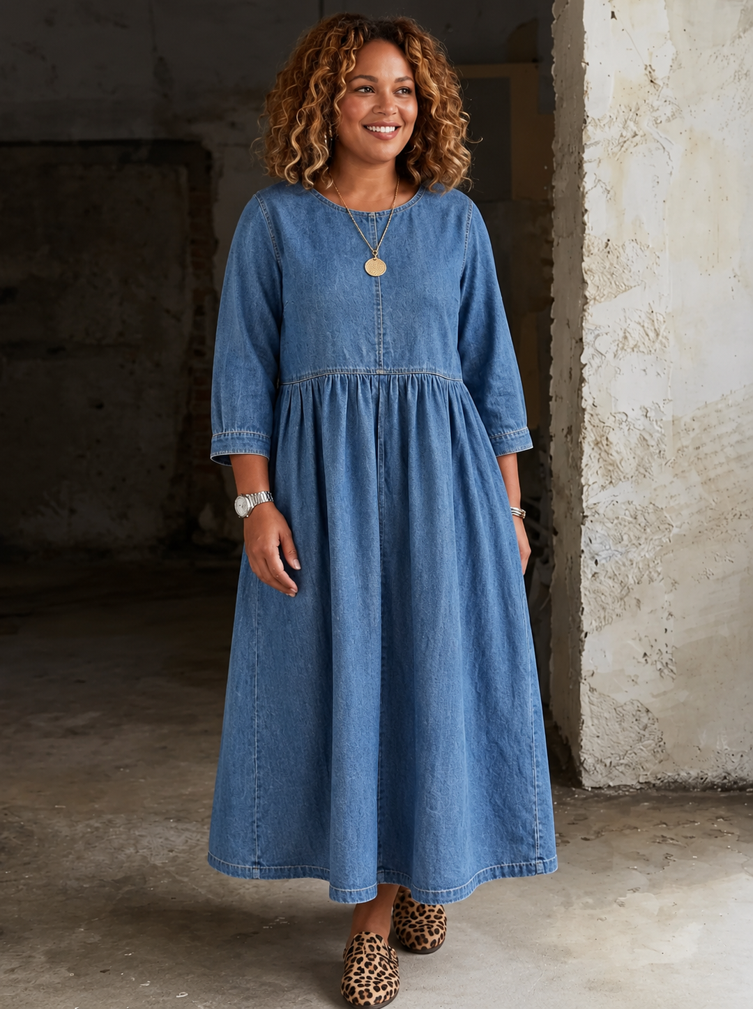 Camille | Peter Pan Collar Denim Dress