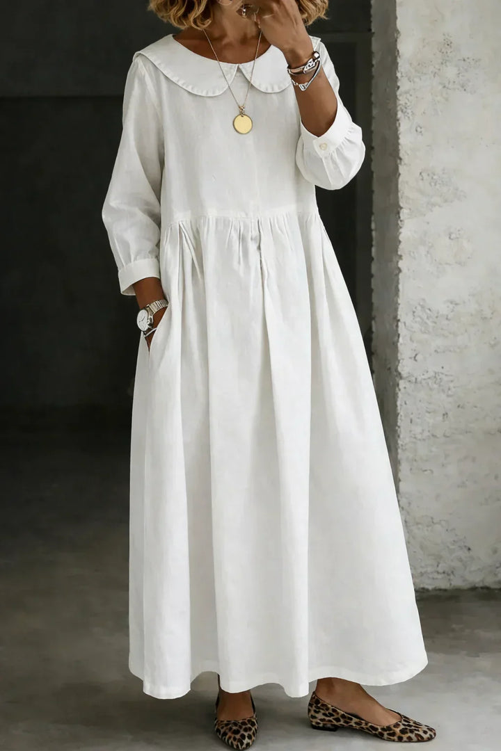 Zora | Round Neck Long Sleeve Denim Dress