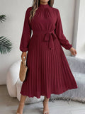 Juniper | Pleated Belted Maxi Dress