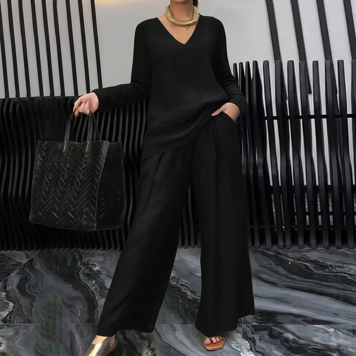 Pia - Women Cotton V-neck Co-Ord Set