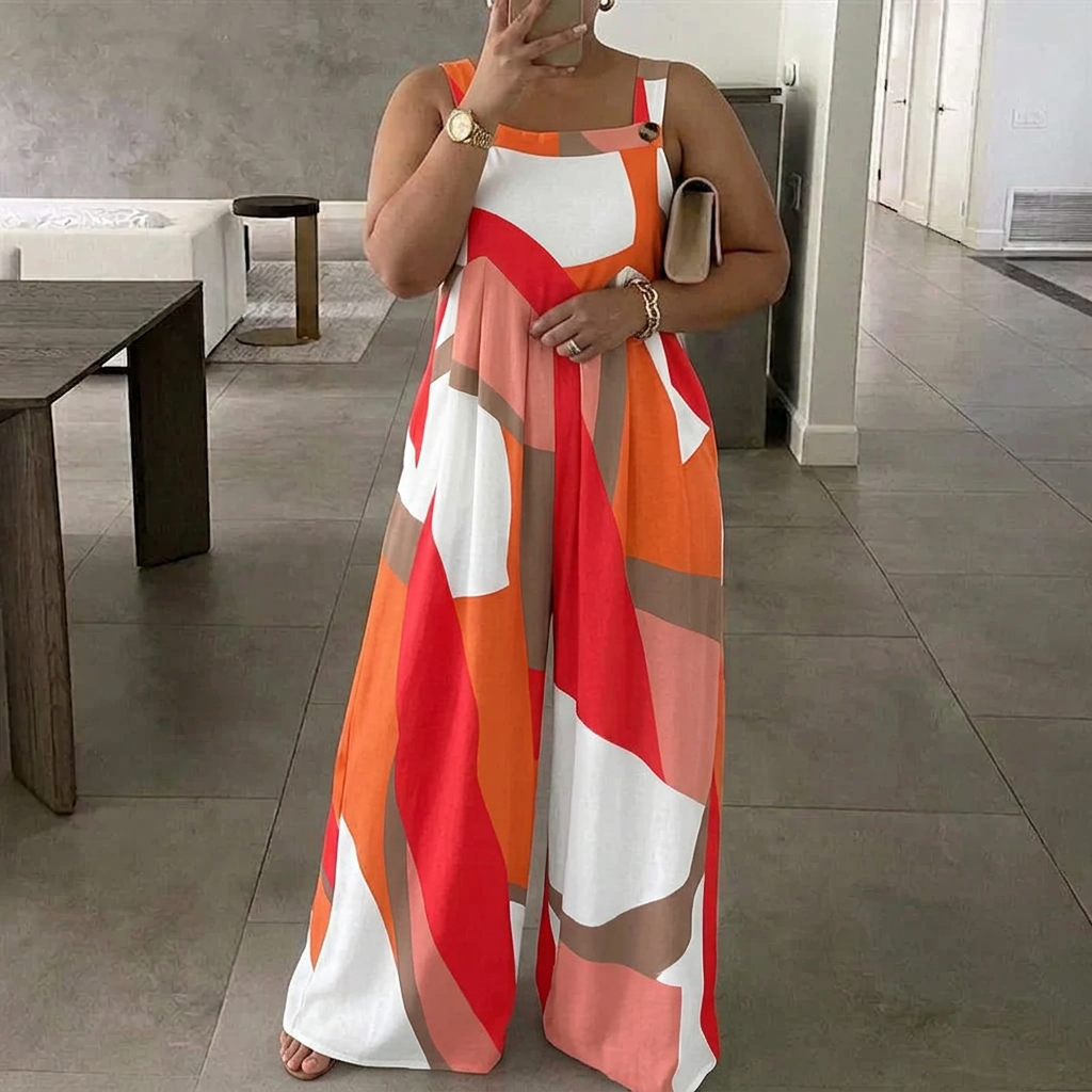 Rosa Abstract Print Square-Neck Wide-Leg Jumpsuit