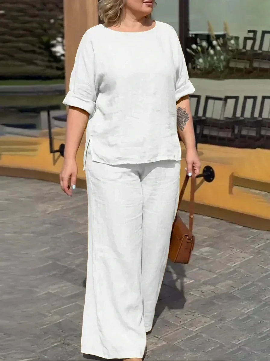 Sabine - Women Round Neck Long Sleeve Trousers Set