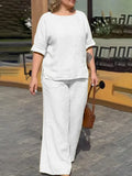 Sabine - Women Round Neck Long Sleeve Trousers Set