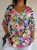 Juniper Spring Floral Garden Printed Women's Casual Pullover Knit