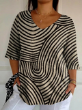 Women's Retro Geometric Art Round Line Print Casual Pullover Knit