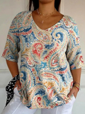 Women's Vintage Ethnic Floral Art Print Casual Pullover Knit