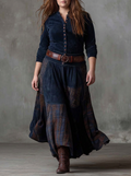 MALI | VINTAGE NAVY CHECK MAXI DRESS