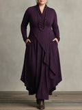 MONROE | PLEATED ASYMMETRIC HIGH COLLAR MAXI DRESS