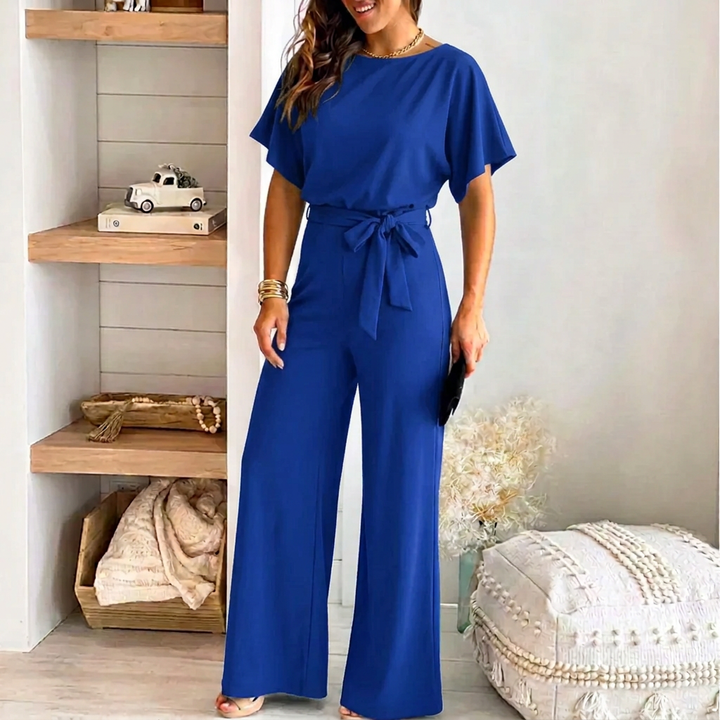 Zaina | Flutter Sleeve Tie-Waist Wide-Leg Jumpsuit