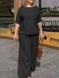 Galina - Women Round Neck Long Sleeve Trousers Set