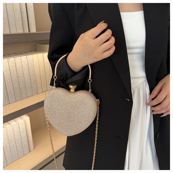 Heart-shaped evening clutch with chain