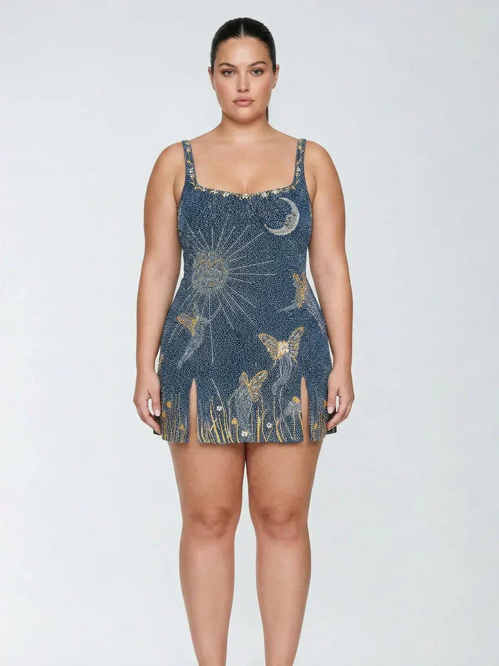 Eira – Midnight Blue Beaded Mini Dress