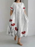Oleander | Retro Botanical Floral Design Printed Casual Loose Dress