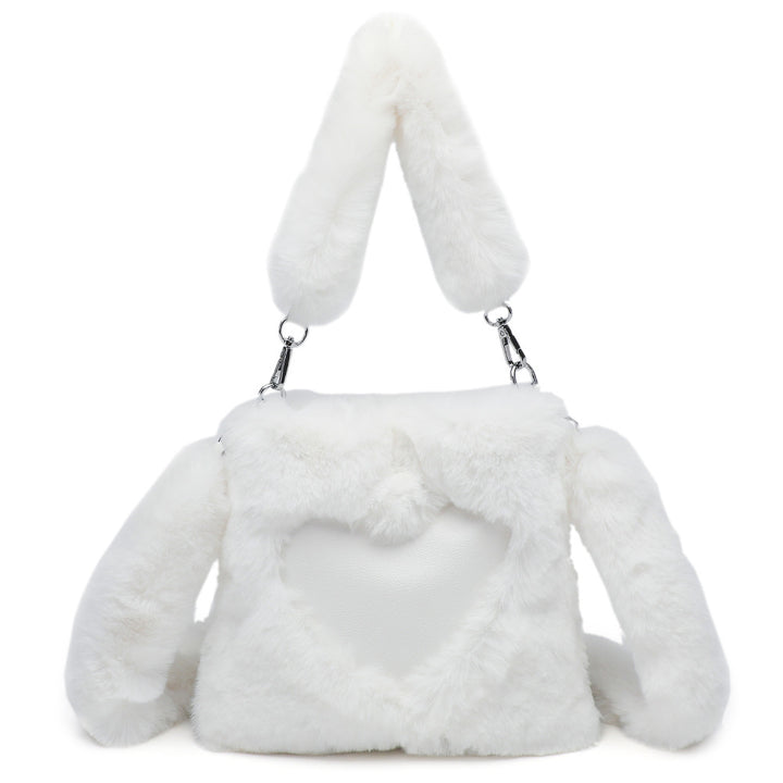Fluffy heart shoulder bag