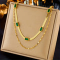 Carys Gem Double-Layer Retro Necklace | Gold