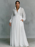 Sylvie | White Flowing Button-Front Maxi Dress