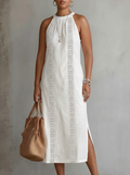 Irina | Sleeveless Lace Detail Midi Dress