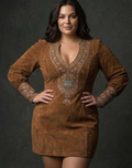 Short Dress with Suede Effect