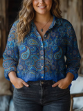 Floriane | Elegant Paisley Pattern Printed Women's Casual Long Sleeve