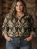 Maia | Retro Flowers Print Casual Long Sleeve