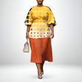 TINDRA | Polka Grid Midi with Sculpted Waist and Radiant Flow